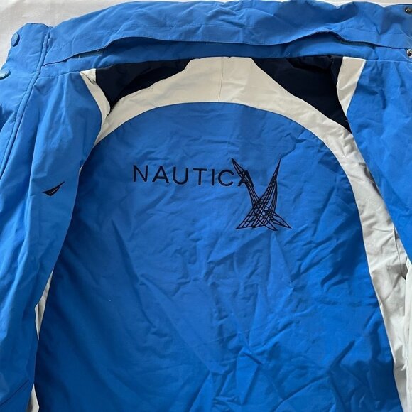 Nautica womens mens blue puffer jacket with hidden hoodie‎ - Picture 9 of 11